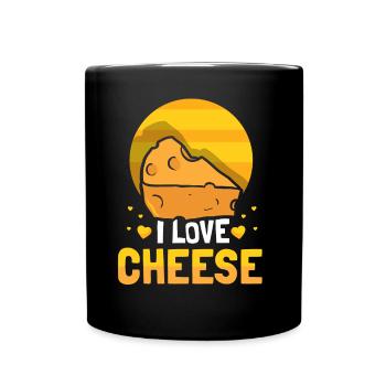 Ich Liebe Käse Sprüche Liebhaber Süß - Tasse einfarbig - Schwarz - Vorne