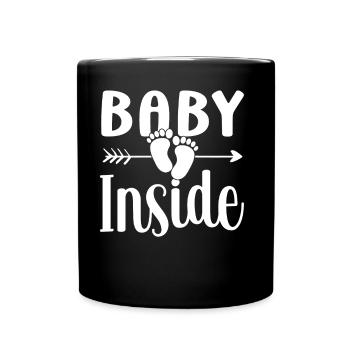 Baby Inside Announcement Pregnant Baby Inside - Full Colour Mug - black - Front