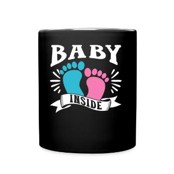 Baby Im Inneren Schwanger Ankündigung Baby Inside - Tasse einfarbig - Schwarz - Vorne