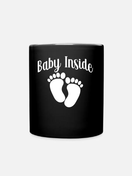 Baby binnen zwangere baby binnen aankondiging - Mok uni - zwart