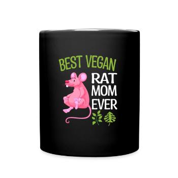 Rat gifts for vegans | Vegan Rat Animals - Full Colour Mug - black - Front
