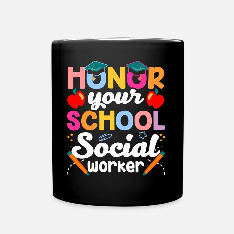 Ehre Deinen Schulsozialarbeiter Schulsozialarbeit - Tasse einfarbig - Schwarz