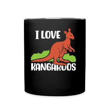 I love kangaroos kangaroo animal lover - Full Colour Mug - black - Front