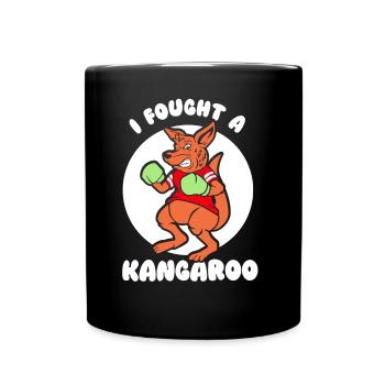 I fought with a kangaroo kangaroo animal - Full Colour Mug - black - Front