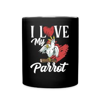 Ich Liebe Meinen Papagei Papageien Haustier Tier - Tasse einfarbig - Schwarz - Vorne