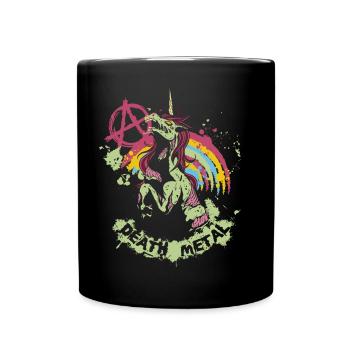 Death Metal Einhorn Musik Metal Head Rocker Heavy - Tasse einfarbig - Schwarz - Vorne
