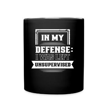 Laissé sans surveillance pour ma défense - Mug uni - noir - Devant