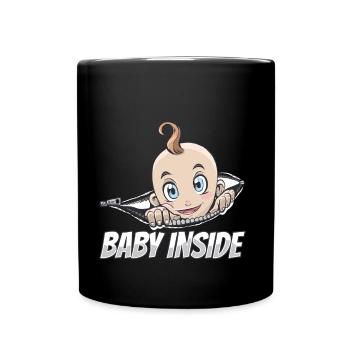 Baby Inside Pregnant Announcement Baby Inside - Full Colour Mug - black - Front