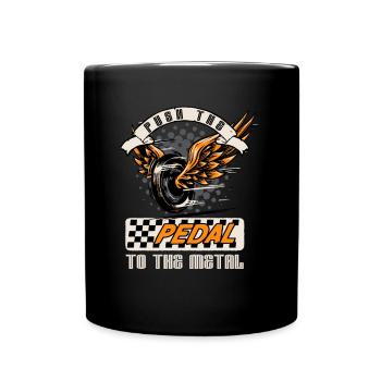 Motorcycle Tire Biker Pedal Saying - Full Colour Mug - black - Front