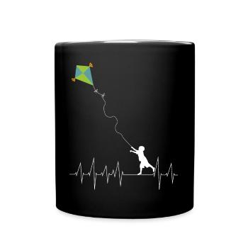 Lenkdrachen Drachen Herzschlag Drachenfliegen - Tasse einfarbig - Schwarz - Vorne