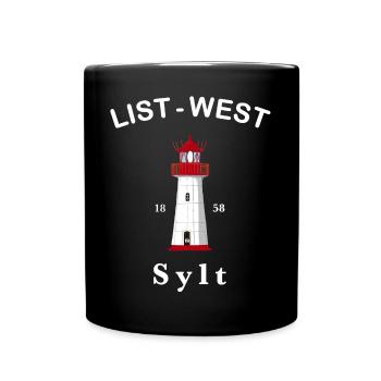 Sylt, Kultiger Leuchtturm List-West, Nordsee - Tasse einfarbig - Schwarz - Vorne