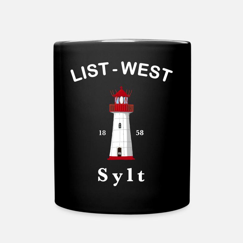 Sylt, Kultiger Leuchtturm List-West, Nordsee - Tasse einfarbig - Schwarz