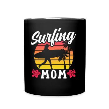 Surfing Mama Surfboard Surfer Surfing Surfing - Full Colour Mug - black - Front