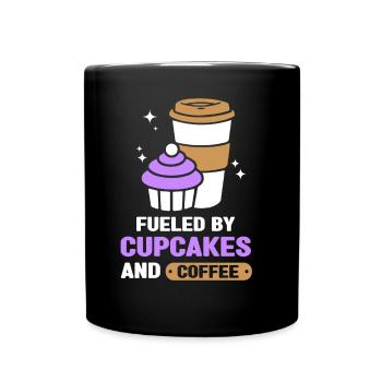 Angetrieben Von Cupcakes Und Kaffee Cupcake Essen - Tasse einfarbig - Schwarz - Vorne