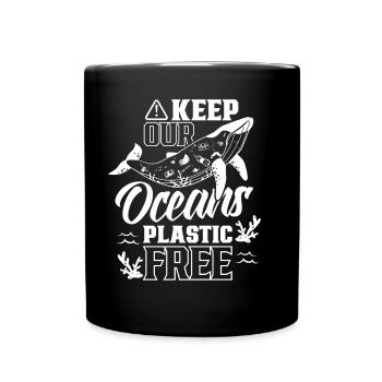 Keep our oceans plastic-free sea - Full Colour Mug - black - Front