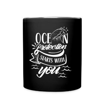 The protection of the oceans begins with you sea lake - Full Colour Mug - black - Front