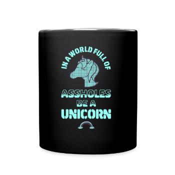 Einhorn Spruch Pixel Art Humor Spaß - Tasse einfarbig - Schwarz - Vorne