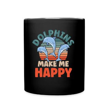 Delfine Machen Mich Glücklich Delphin Delfin - Tasse einfarbig - Schwarz - Vorne