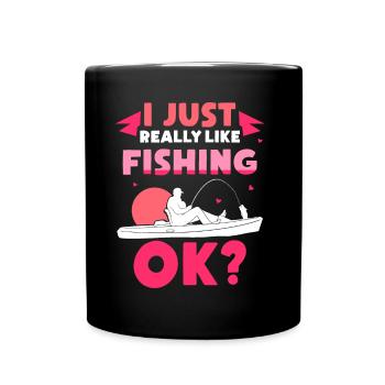 J’aime beaucoup pêcher la pêche - Mug uni - noir - Devant