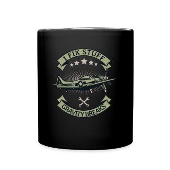 Airplane Mechanic Retro Aircraft Mechanic - Full Colour Mug - black - Front