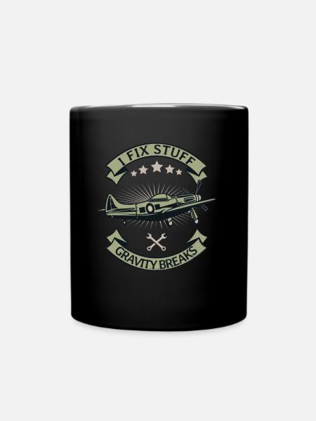 Flugzeug Mechaniker Retro Fluggerätmechaniker - Tasse einfarbig - Schwarz