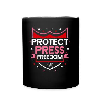 Protects freedom of the press Journalist Press law - Full Colour Mug - black - Front