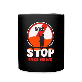 Stop fake news Press law Press freedom - Full Colour Mug - black - Front