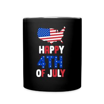 Happy 4 July Happy 4Th Of July US USA America - Full Colour Mug - black - Front