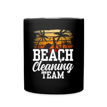 Équipe de nettoyage de plage Nettoyage de plage Plage - Mug uni - noir - Devant
