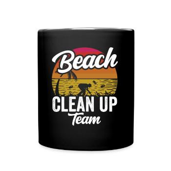 Équipe de nettoyage de plage Nettoyage de plage Plage - Mug uni - noir - Devant