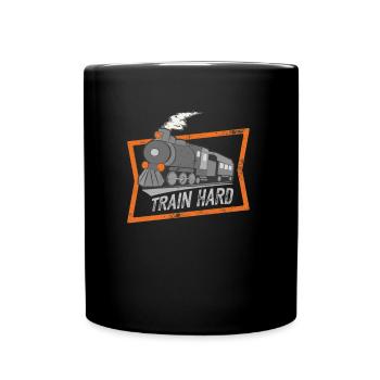 Dampflok Lokomotive Eisenbahnliebhaber Lover - Tasse einfarbig - Schwarz - Vorne