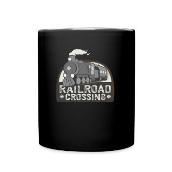 Eisenbahn Kreuzung Eisenbahnliebhaber Lokomotive - Tasse einfarbig - Schwarz - Vorne
