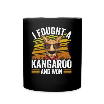 I fought with a kangaroo and won kangaroos - Full Colour Mug - black - Front