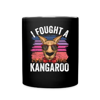 I fought with a kangaroo animal kangaroos - Full Colour Mug - black - Front