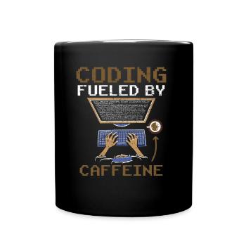 Programming powered by caffeine coding - Full Colour Mug - black - Front