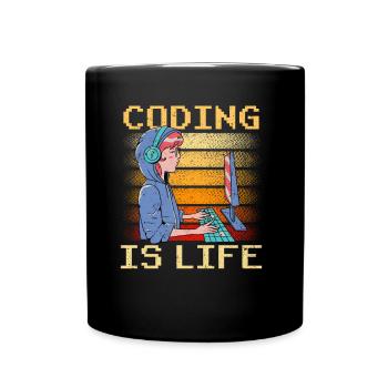 Coding Ist Leben Coder Code Programmierer - Tasse einfarbig - Schwarz - Vorne