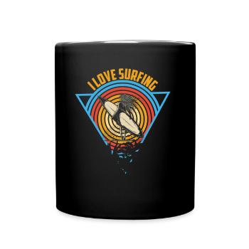 J’adore surfer surfer surfer planche de surf - Mug uni - noir - Devant