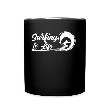 Surfing is Life Surfboard Surfer Surfing - Full Colour Mug - black - Front