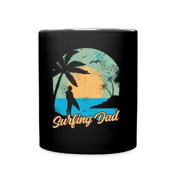 Surfender Vater Surfing Surfen Surfbrett Surfer - Tasse einfarbig - Schwarz - Vorne