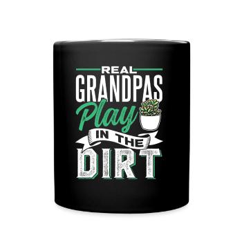 De vrais grands-pères jouant au jardinage dans la terre - Mug uni - noir - Devant
