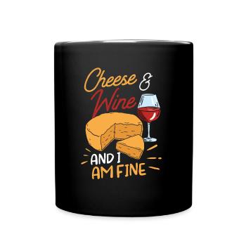 Käse Und Wein Und Es Geht Mir Gut Liebhaber Liebe - Tasse einfarbig - Schwarz - Vorne