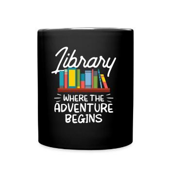 Library Where the adventure begins Librarian - Full Colour Mug - black - Front