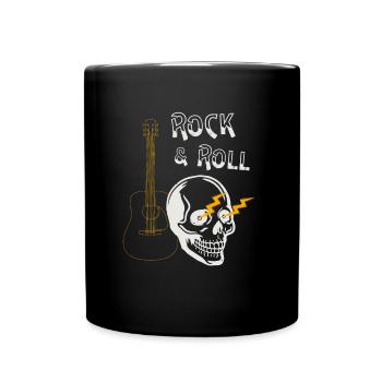 Totenkopf Rocker Rock & Roll Gitarre Musiker - Tasse einfarbig - Schwarz - Vorne