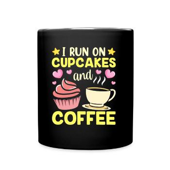 Ich Laufe Auf Cupcakes Und Kaffee Cupcake Essen - Tasse einfarbig - Schwarz - Vorne