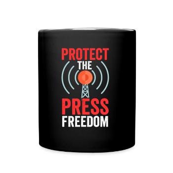 Protects freedom of the press Journalist Press law - Full Colour Mug - black - Front