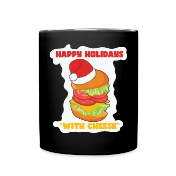 Happy Holidays With Cheese Burger - Full Colour Mug - black - Front