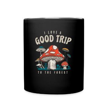 Trippy Mushrooms Cottagecore Aesthetics Mushroom Pickers - Full Colour Mug - black - Front