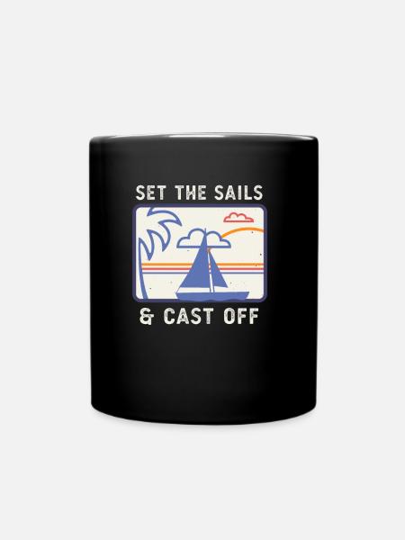 Sailboat Sail Captain Retro Sailor - Full Colour Mug - black