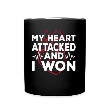My heart attacked and I won - Full Colour Mug - black - Front