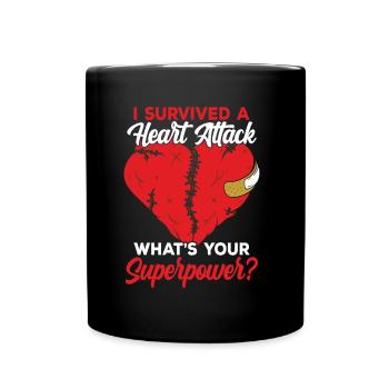 Ich Habe Einen Herzinfarkt Überlebt Herzanfall - Tasse einfarbig - Schwarz - Vorne
